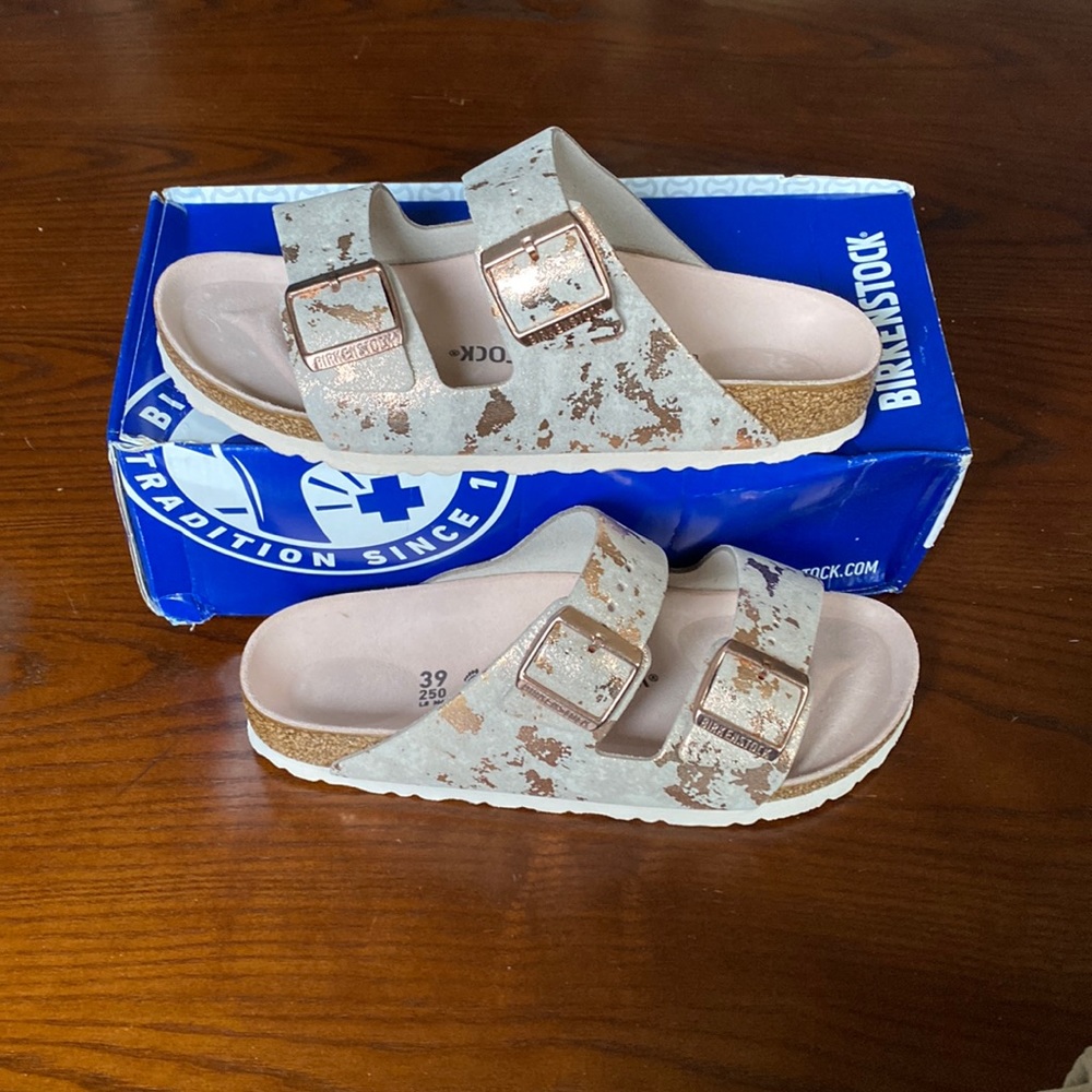 Birkenstock Arizona Vintage Metallic Rose Copper asst TL